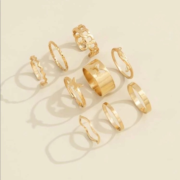 Whimsy Butterfly Band Gold Stackable Rings - Picture 5 of 10